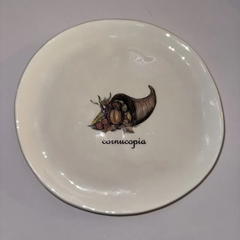 VINT SET OF 4 MAGENTA M STUDIOS FALL‎ SNACK/DESSERT PLATES~THANKSGIVING HARVEST